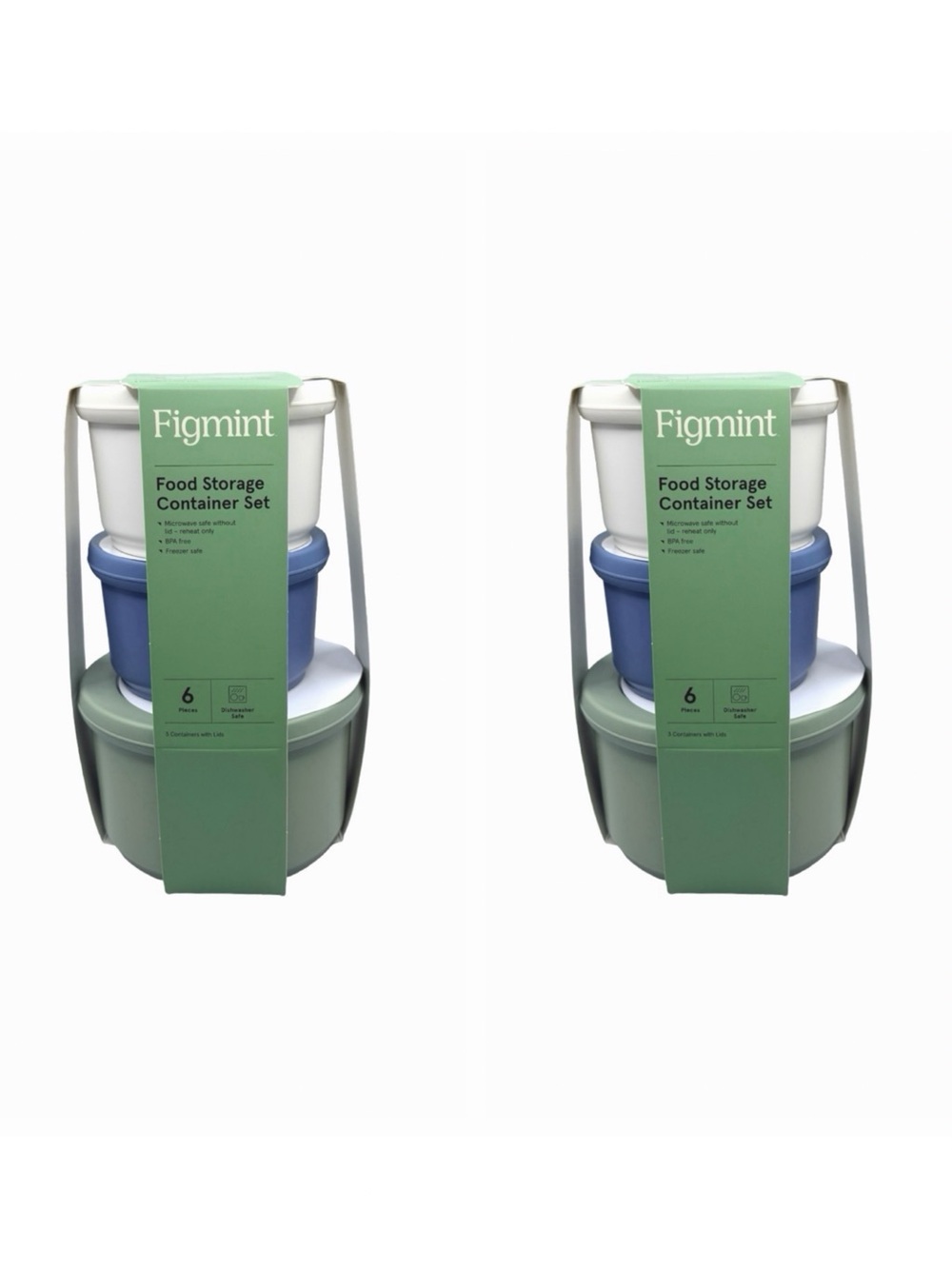 Figmint Food Storage Container Set - 3 Containers with Lids - 2 Sets